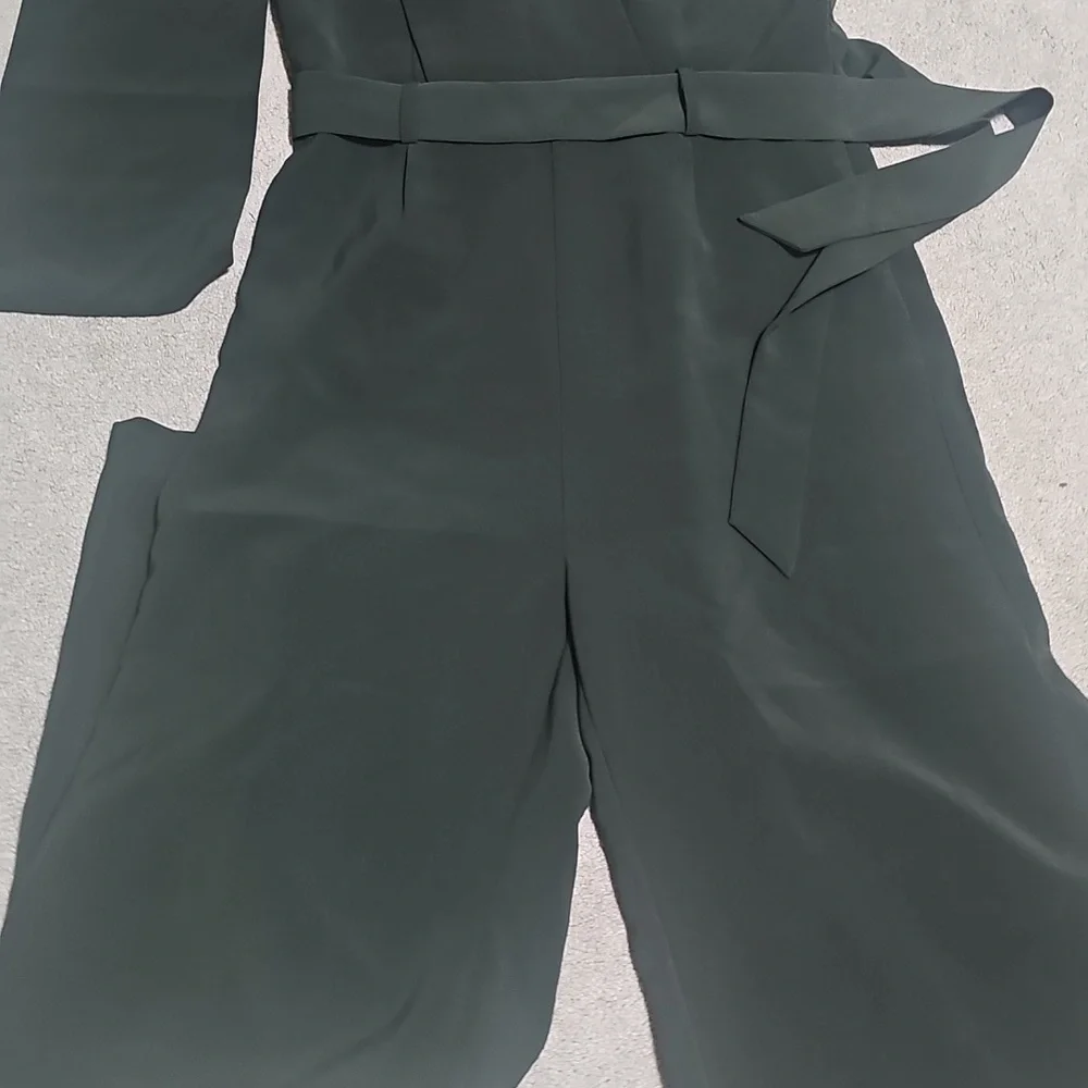 Elegant Dark Green One-Shoulder Jumpsuit - Picture 7 of 11